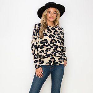 Leopard print dolman sleeve
